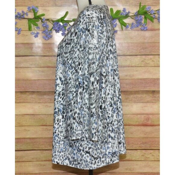 Rebecca Malone Women's Metallic Animal Print Thin Knit Top 1X 3/4 Sleeve Stretch - Picture 4 of 9